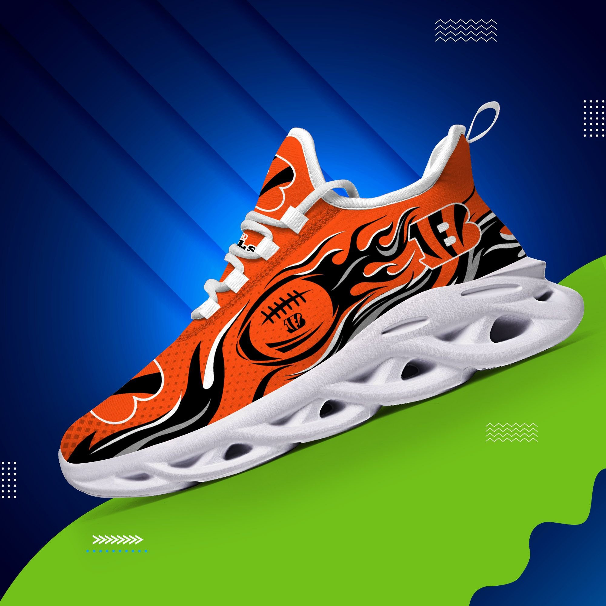 Cincinnati Bengals NFL Max Soul Shoes Sneakers Printed White And Black Sole For Men And Women