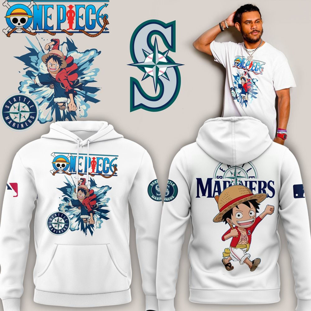 Luffy Straw Hat One Piece x Seattle Mariners Special Hoodie Awesome Fathers Day Gifts - Image 2