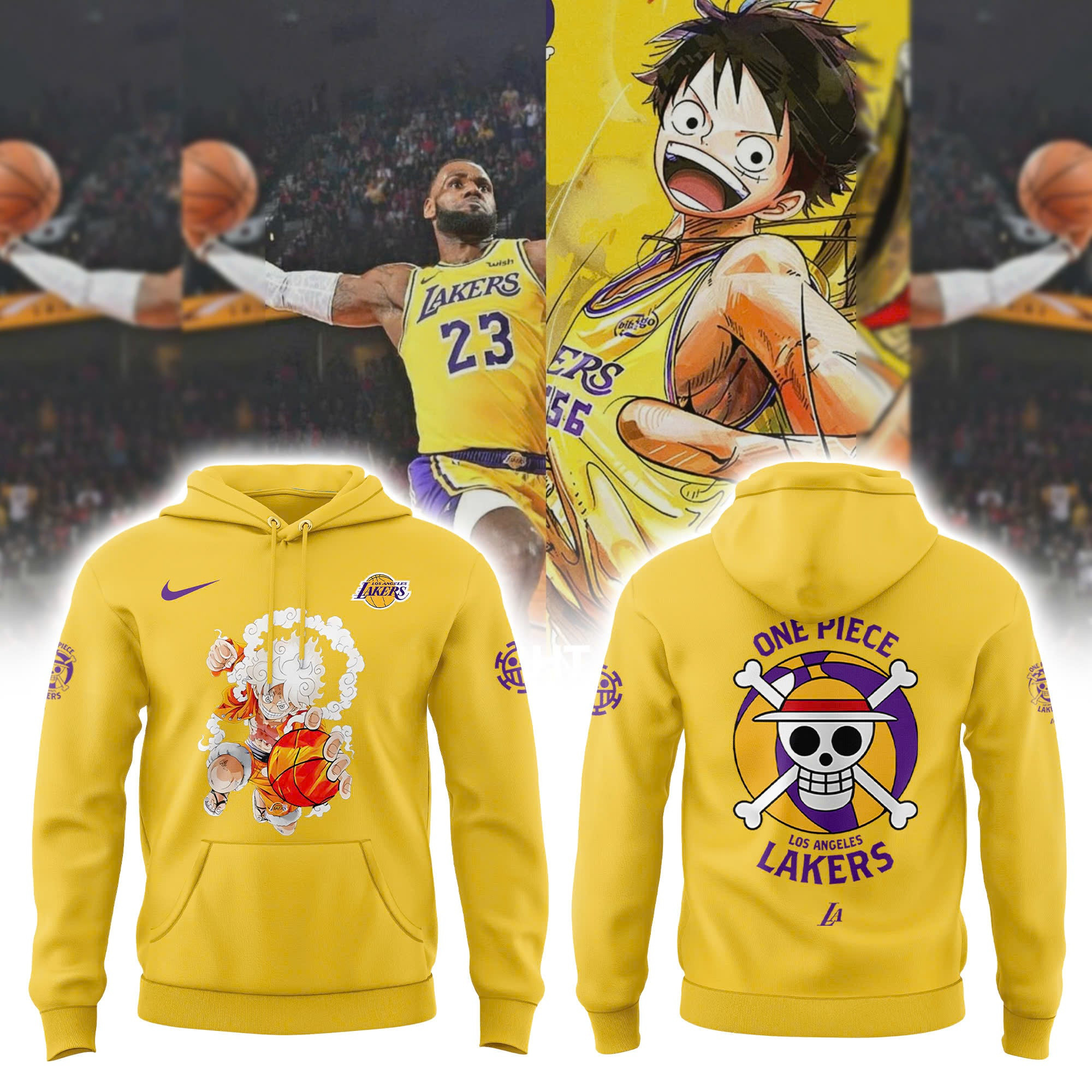 Luffy Gear 5 One Piece X Los Angeles Lakers Hoodie Gift Ideas For Basketball Lovers - Image 2