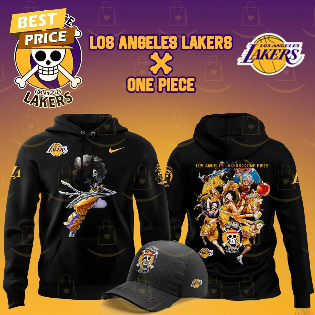 Los Angeles Lakers X Brook One Piece The Straw Hat Pirates Hoodie (No Hat) - Image 2