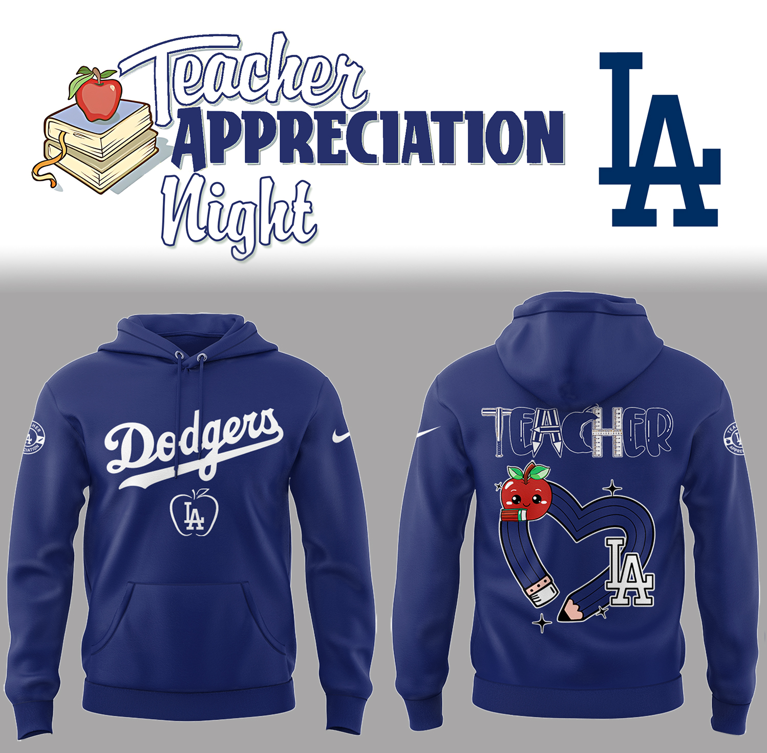 Los Angeles Dodgers x Teacher Appreciation Night Hoodie Baseball Coach Gift Ideas - Image 2