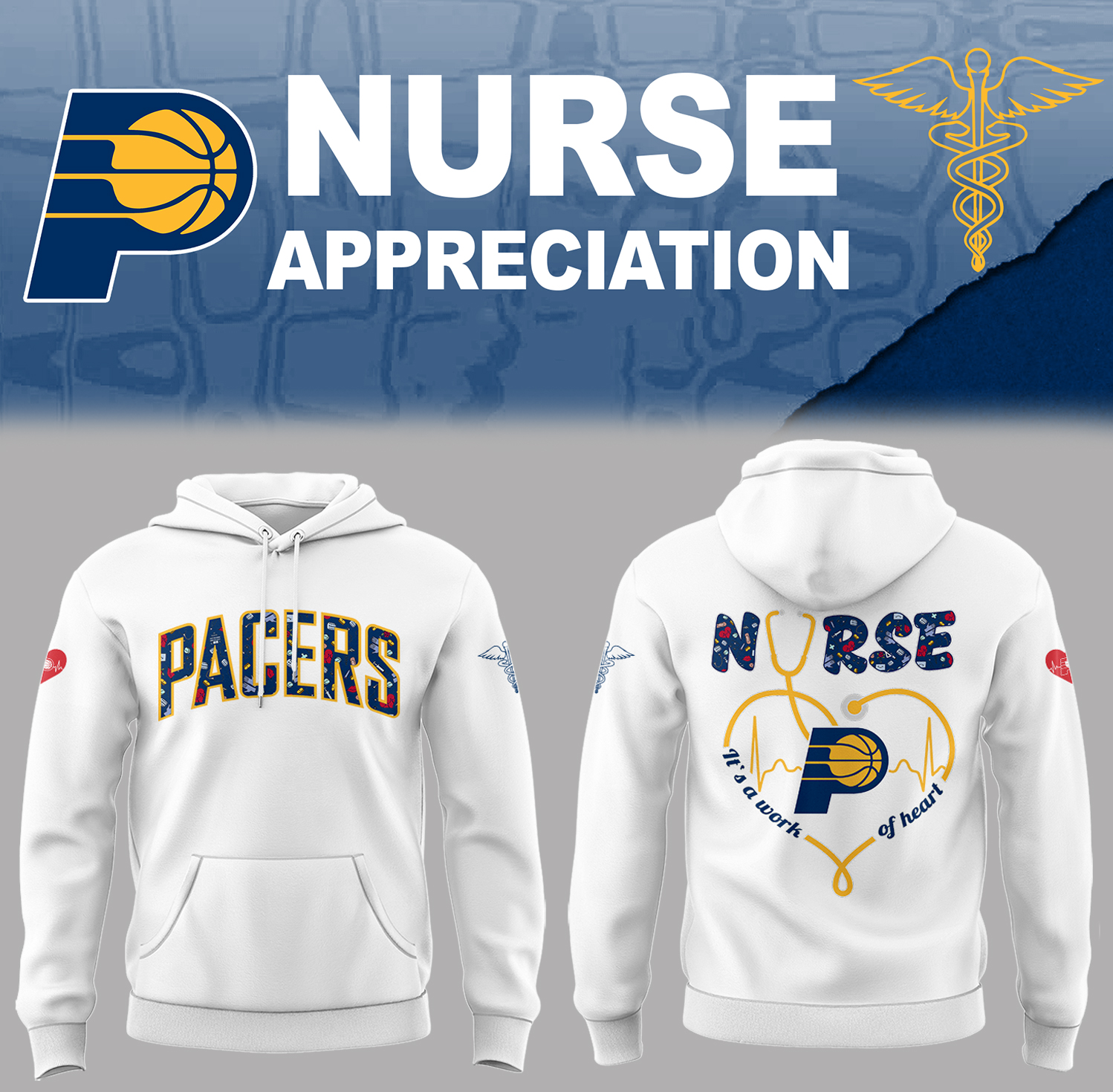 Indiana Pacers x Nurse Appreciation Hoodie Basketball Christmas Gifts - Image 2