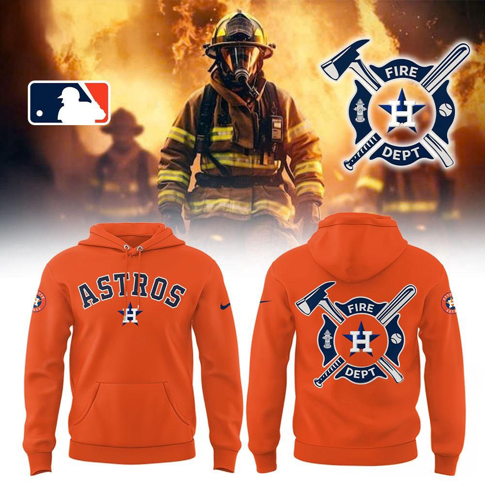 Houston Astros x Firefighter Appreciation Night Orange Hoodie Good Gifts For Basketball Fans - Image 2
