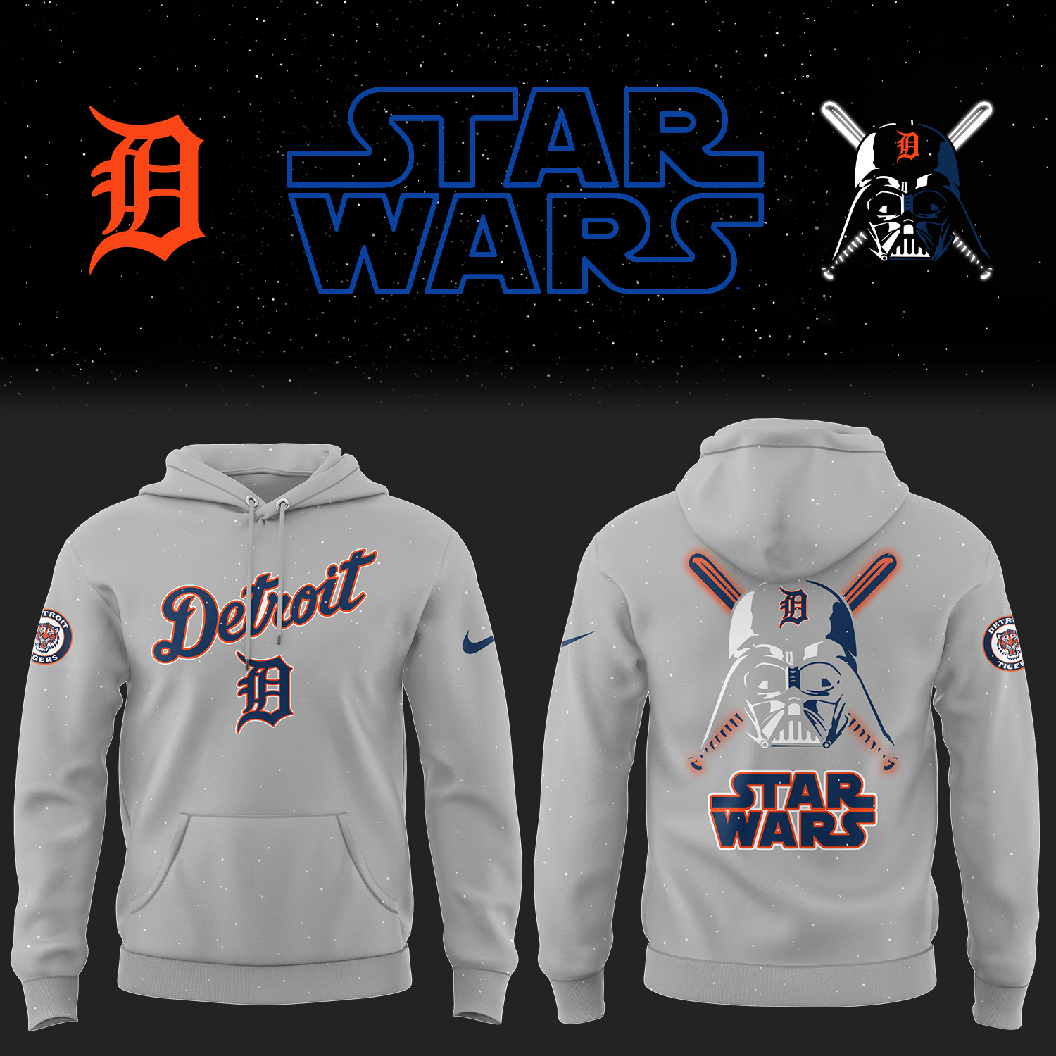Tigers Baseball Tigers x Star Wars 2025 Gold Hoodie Baseball Father Day Gifts - Image 2