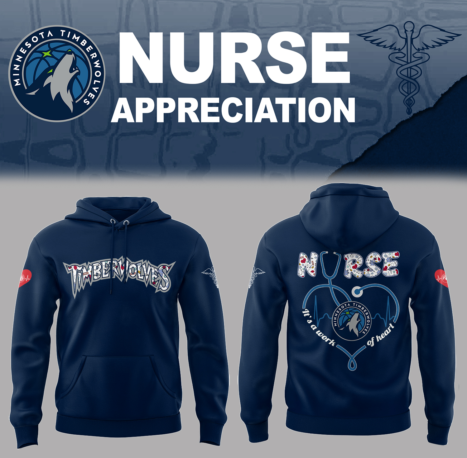 Minnesota Timberwolves X Nurse Appreciation Hoodie Presents For A Basketball Player - Image 2