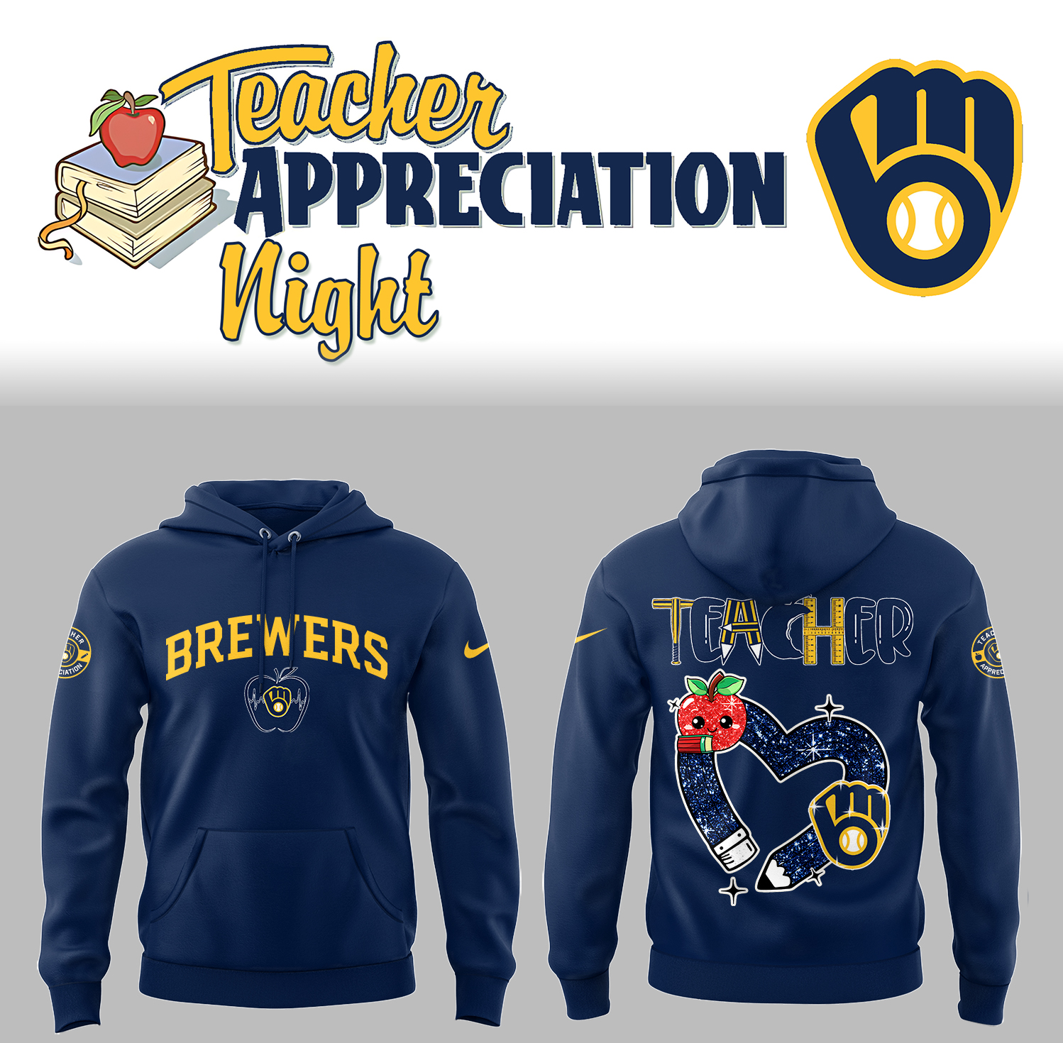 Milwaukee Brewers X Teacher Appreciation Night Hoodie Gift For Baseball Lover - Image 2