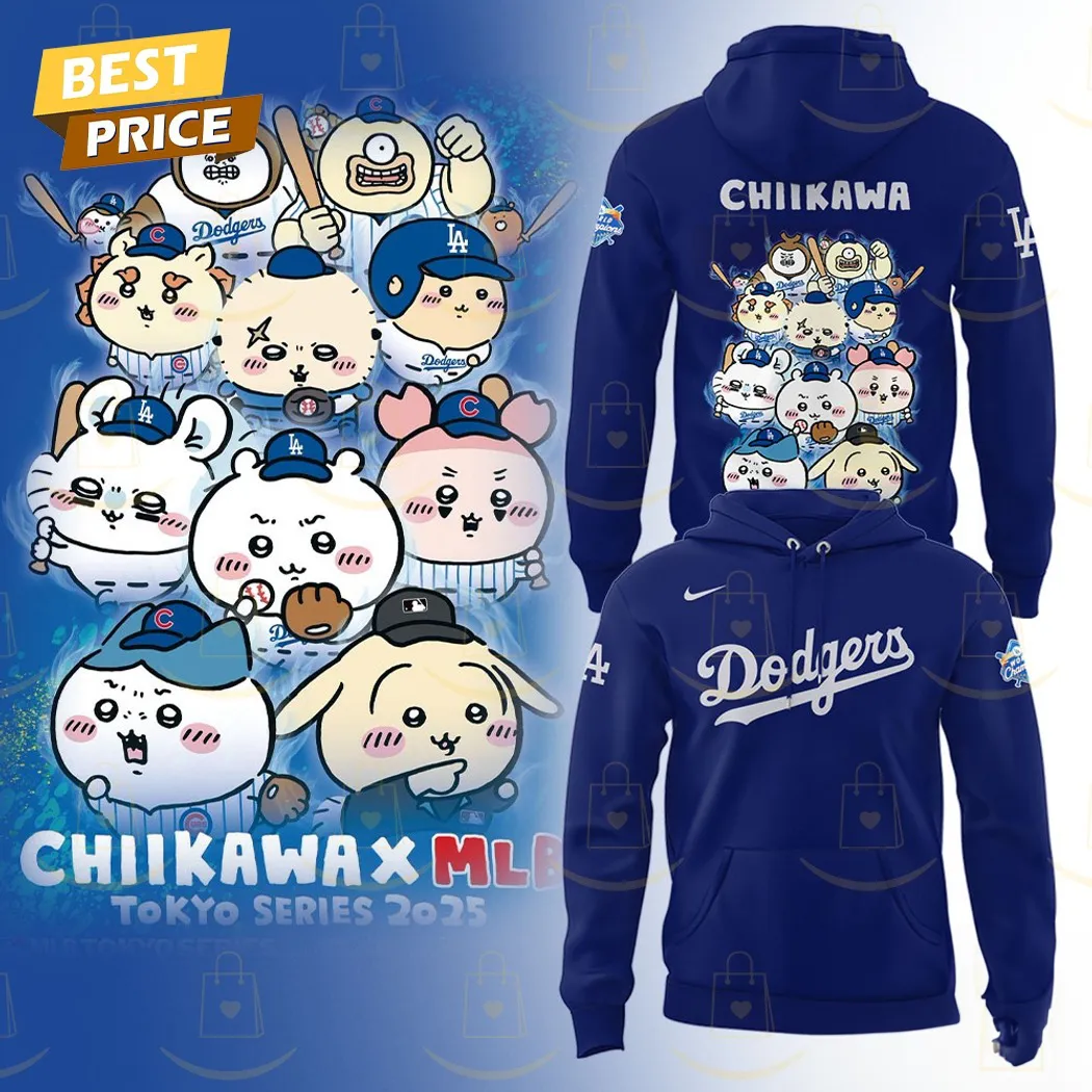 Los Angeles Dodgers x Chiikawa 2025 Hoodie Blue - Image 2