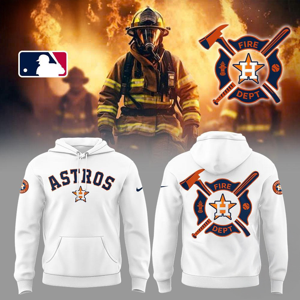 Houston Astros x Firefighter Appreciation Night White Hoodie Cool Gifts For Basketball Fans - Image 2