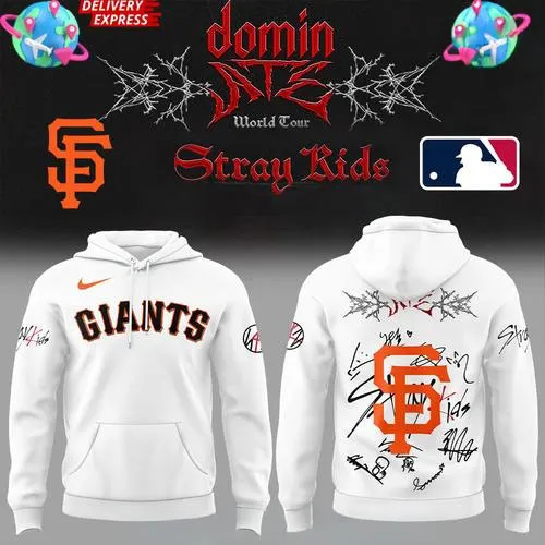 Stray Kids x San Francisco Giants Dominate World Tour Signature Hoodie Gift For Sport Music Fans - Image 2