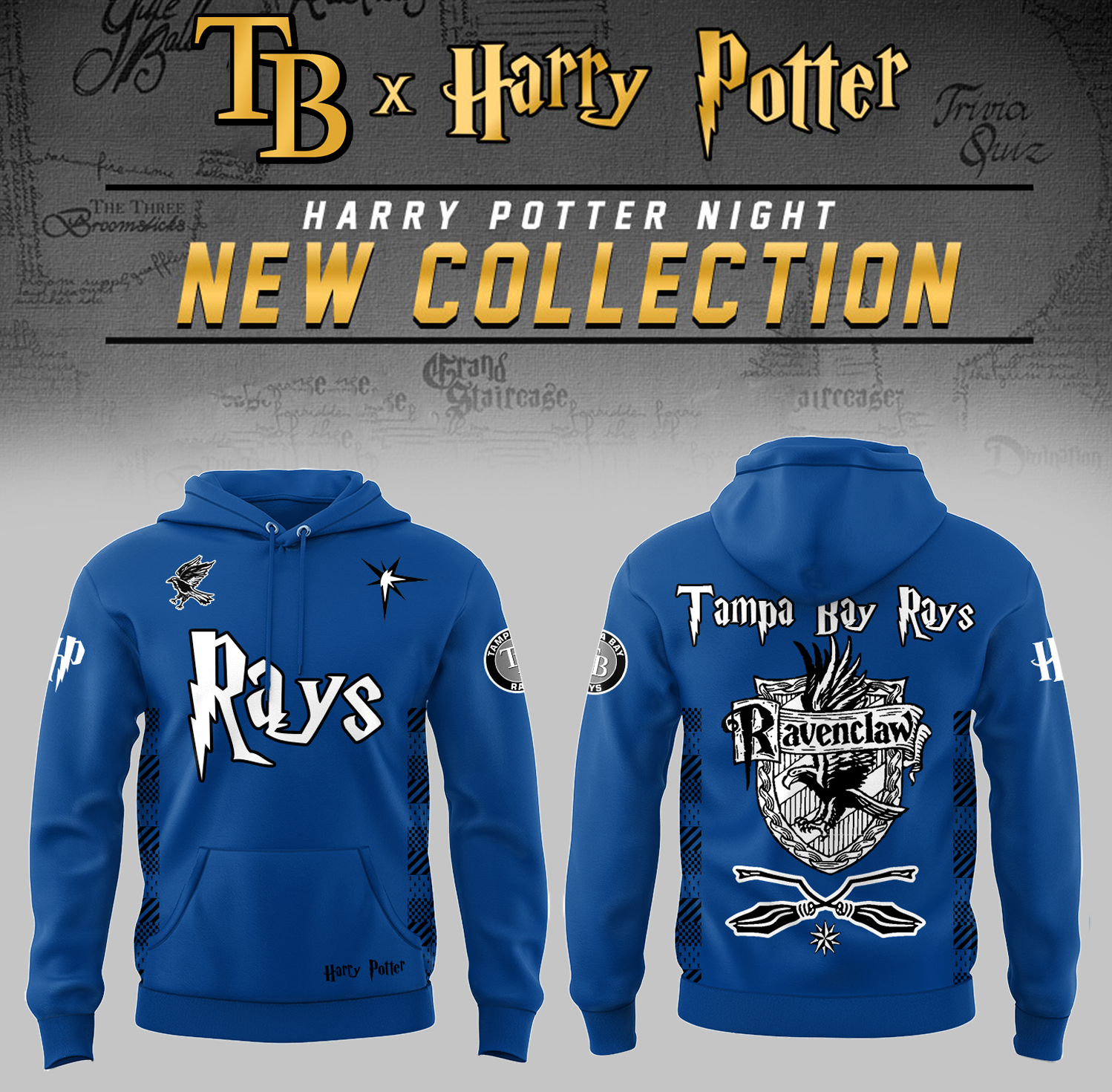 Tampa Bay Rays x Harry Potter Night Ravenclaw House Hoodie Baseball Fan Gifts - Image 2