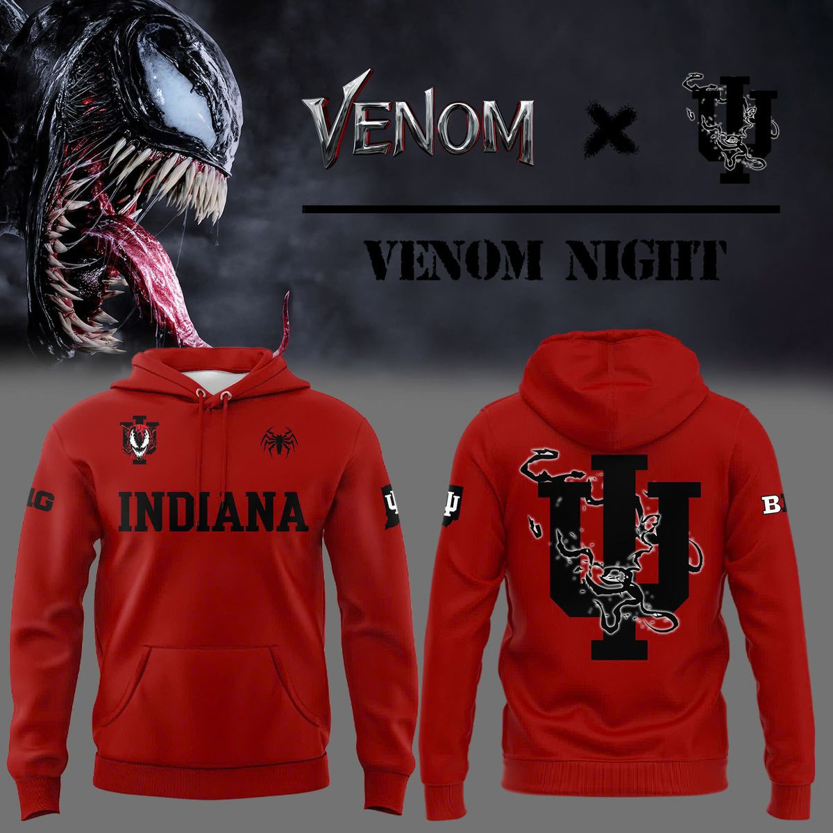 Special New Venom X Indiana Hoosiers Hoodie Edition Basketball Gifts For Men - Image 2