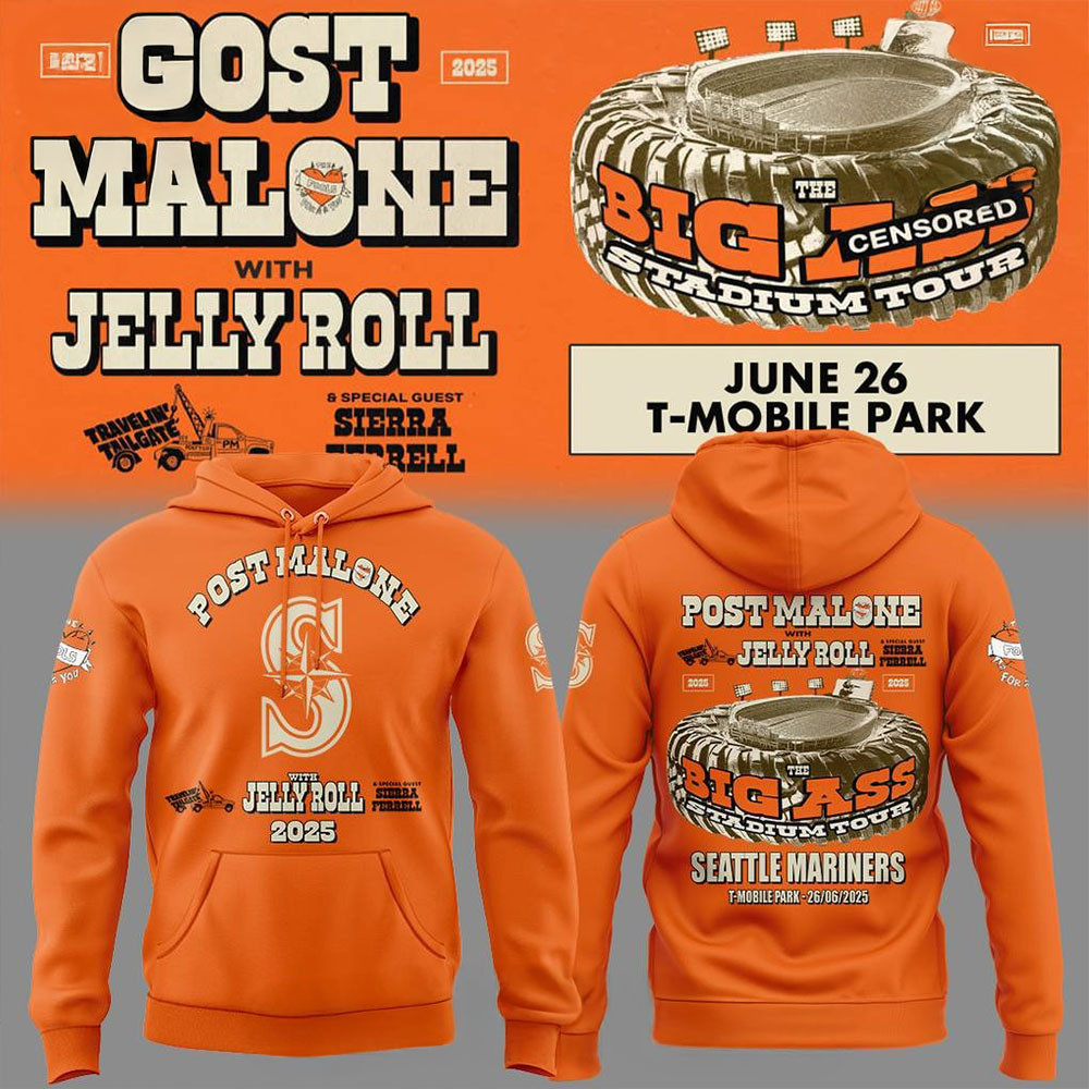 Seattle Mariners x Post Malone with Jelly Roll Big Ass Tour Special Hoodie Gift For Fans - Image 2