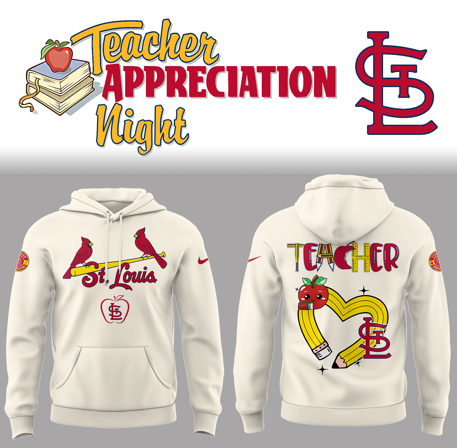 St. Louis Cardinals x Teacher Appreciation Night Hoodie Gift For Baseball Lover - Image 2