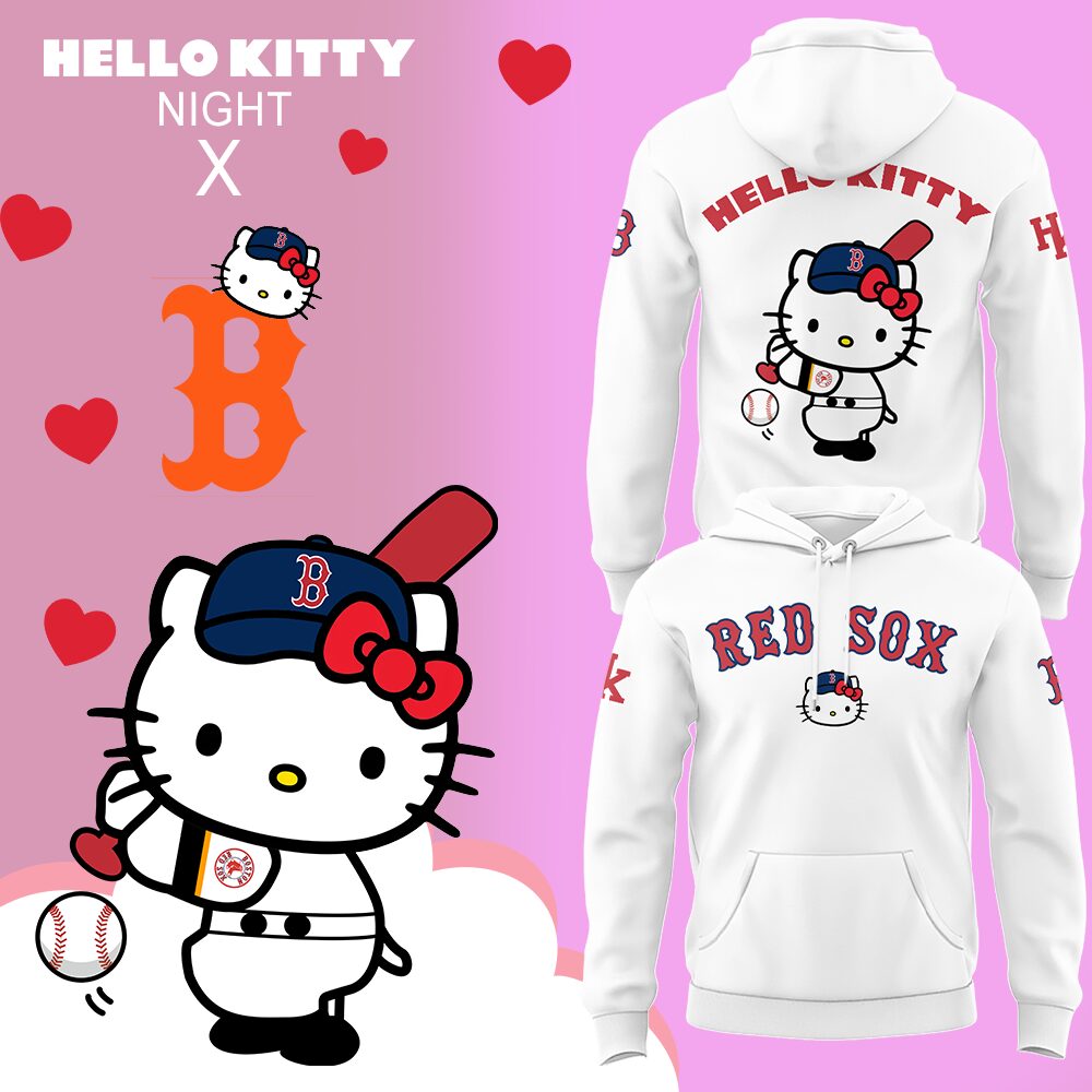 Red Sox x Hello Kitty Night Hoodie Baseball Father Day Gifts - Image 2
