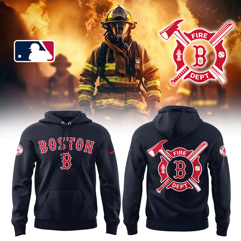 Red Sox x Firefighter Appreciation Night Hoodie Gifts For Baseball Players - Image 2