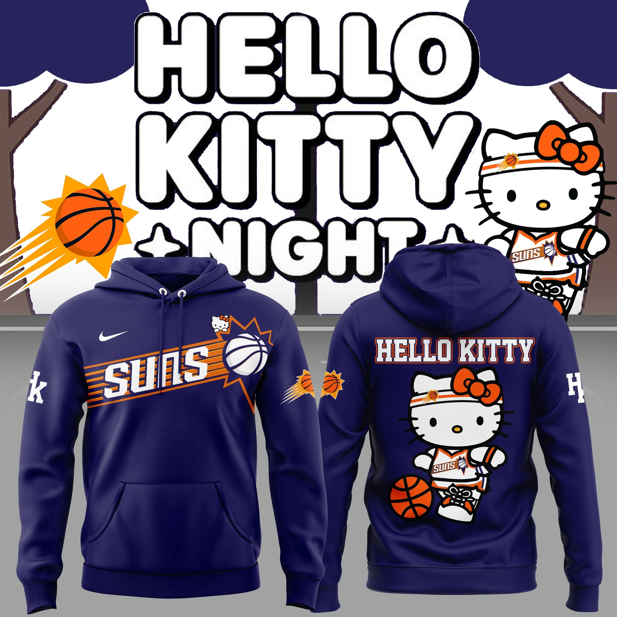 Phoenix Suns x Hello Kitty Hoodie 2025 Cute Baseball Lovers Gifts For Phoenix Sun Fans - Image 2
