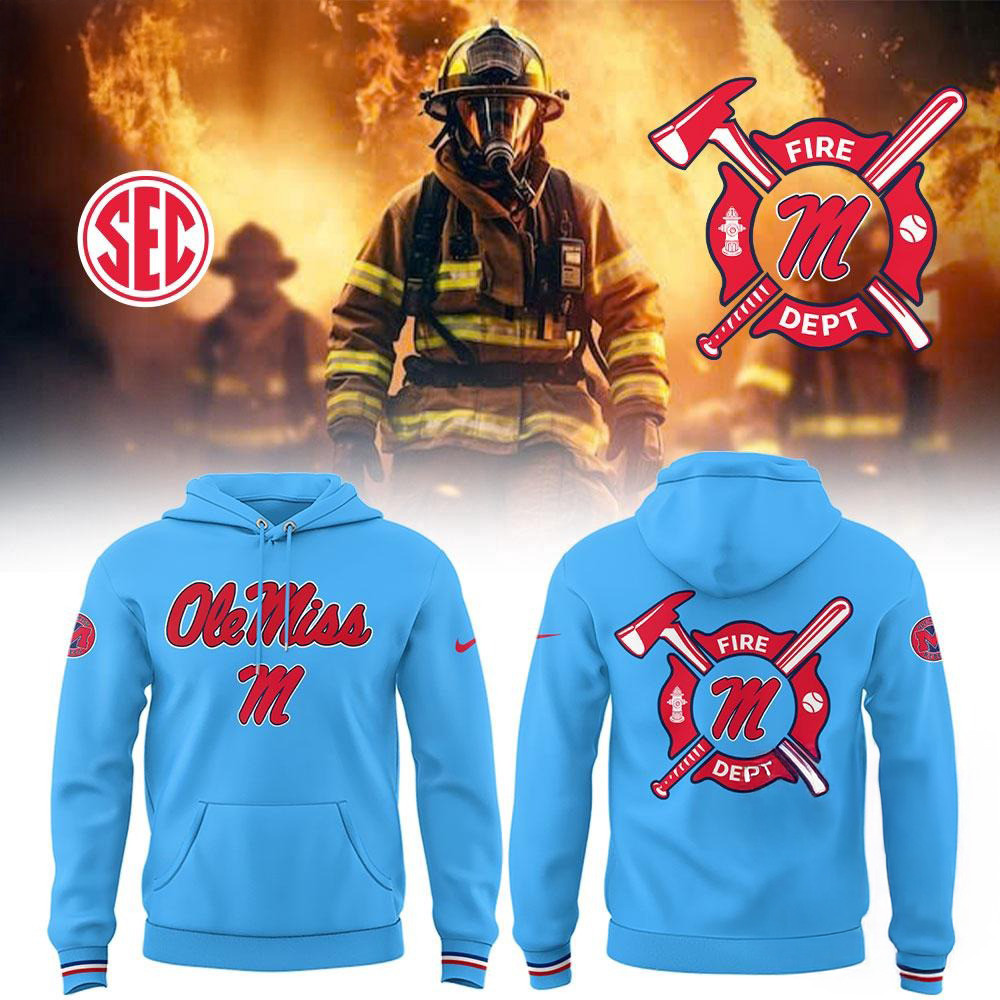 Ole Miss Rebels Baseball x Firefighter Appreciation Night Hoodie Gifts For Baseball Fans - Image 2