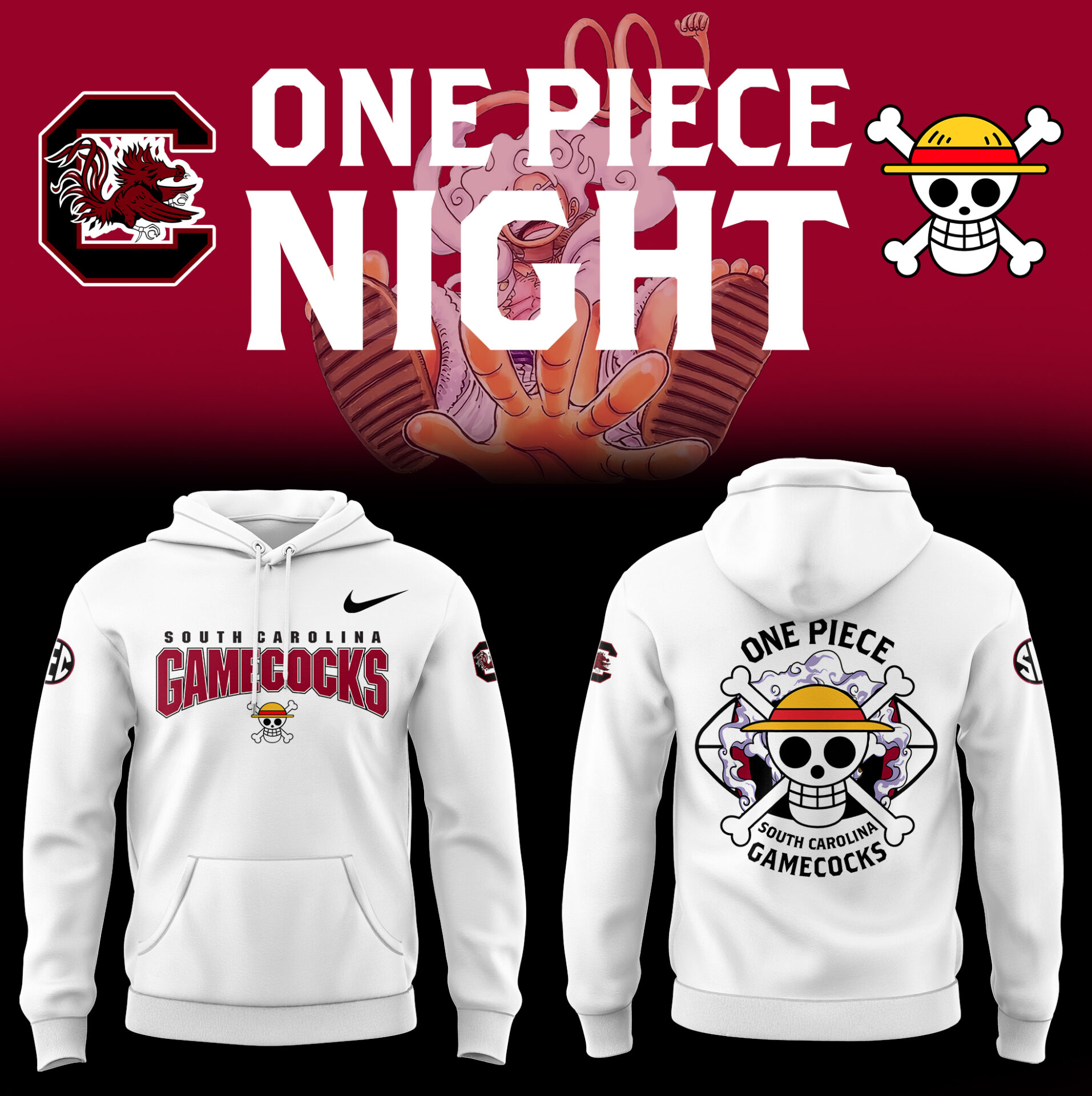One Piece x Gamecocks Hoodie Cool Gifts For Basketball Players - Image 2