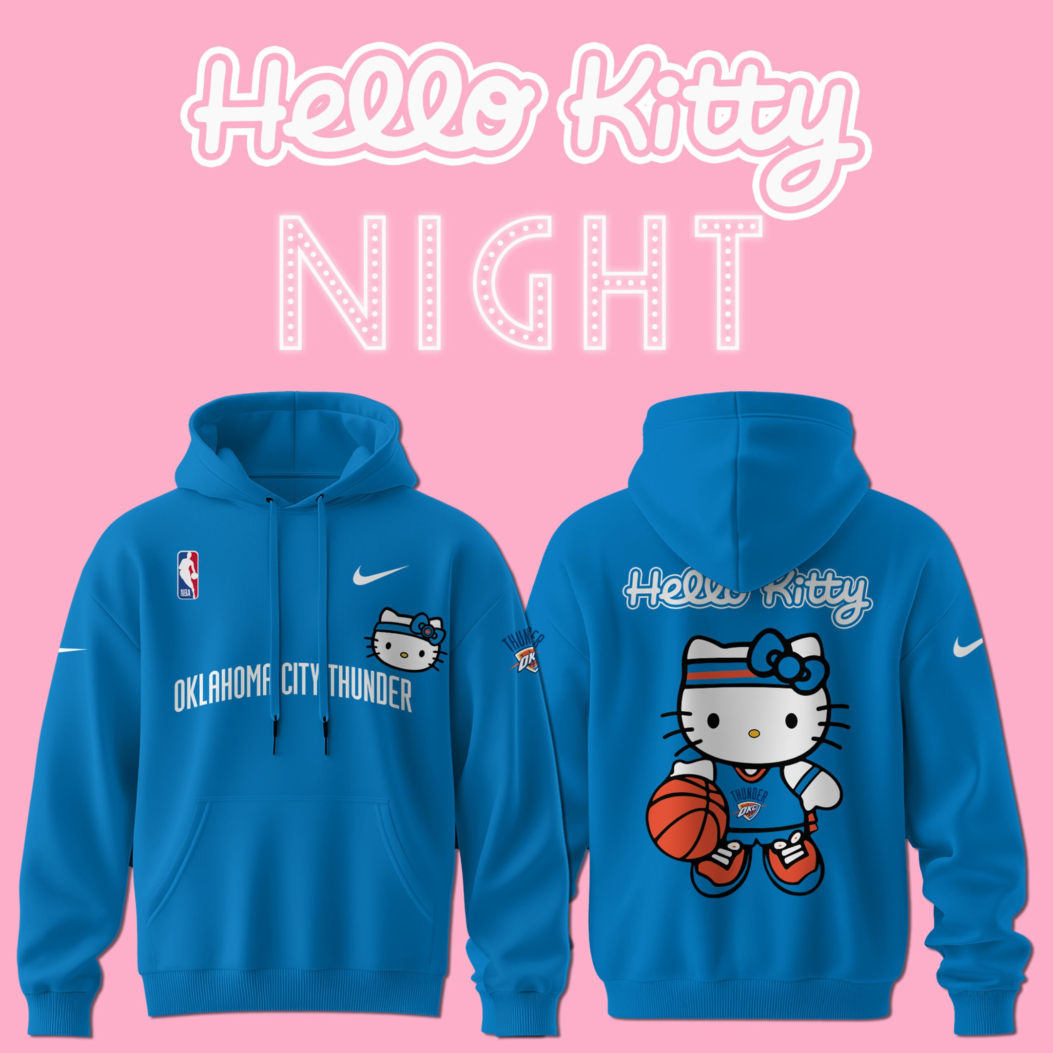Oklahoma City Thunder x Hello Kitty Hoodie Gift Ideas For Basketball Lovers - Image 2