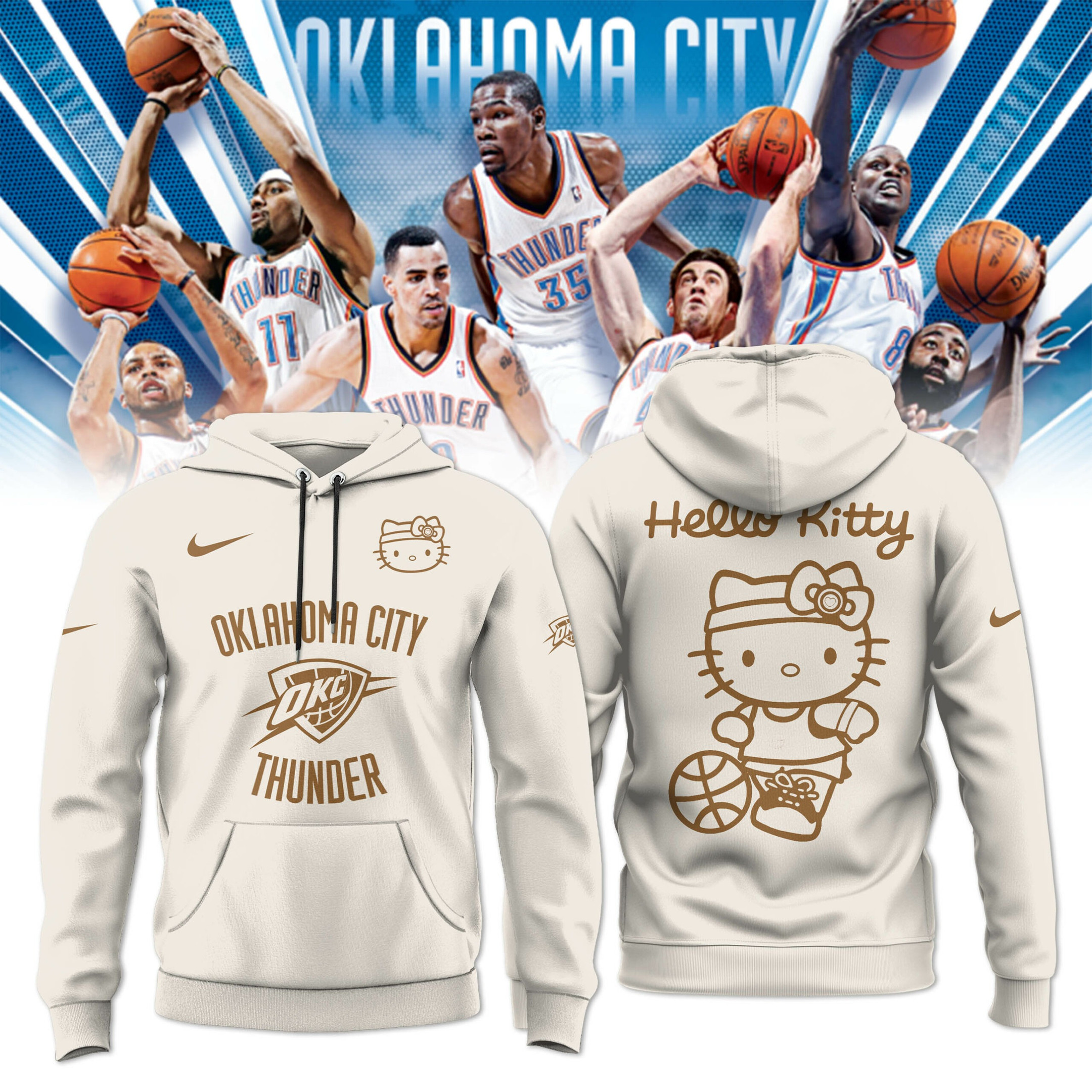 Oklahoma City Thunder x Hello Kitty Hoodie Presents For Basketball Fans - Image 2