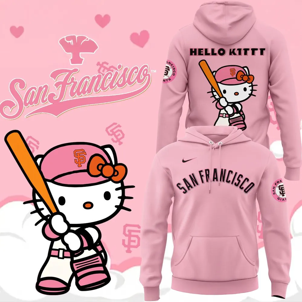 New 2025 San Francisco Giants x Hello Kitty Night Custom Hoodie - Image 2