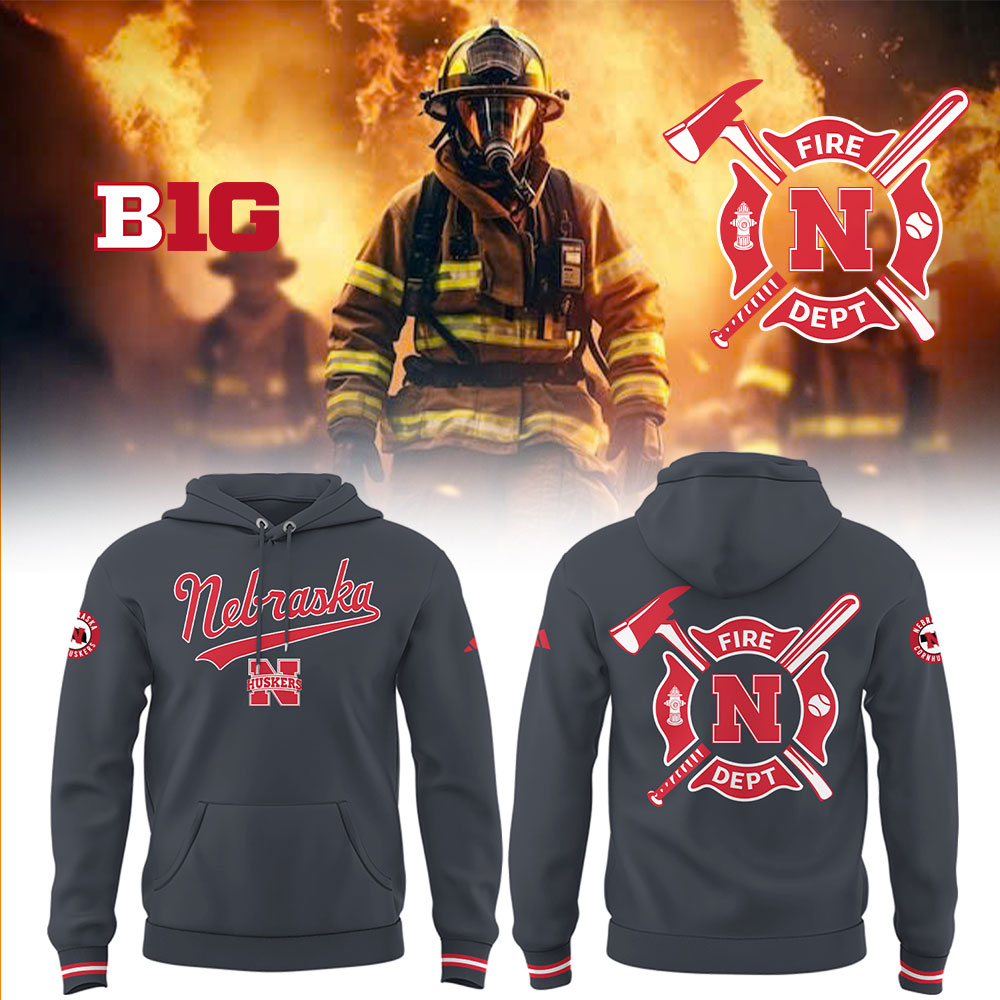 Nebraska Baseball X Firefighter Appreciation Night Hoodie Gifts For Baseball Players - Image 2