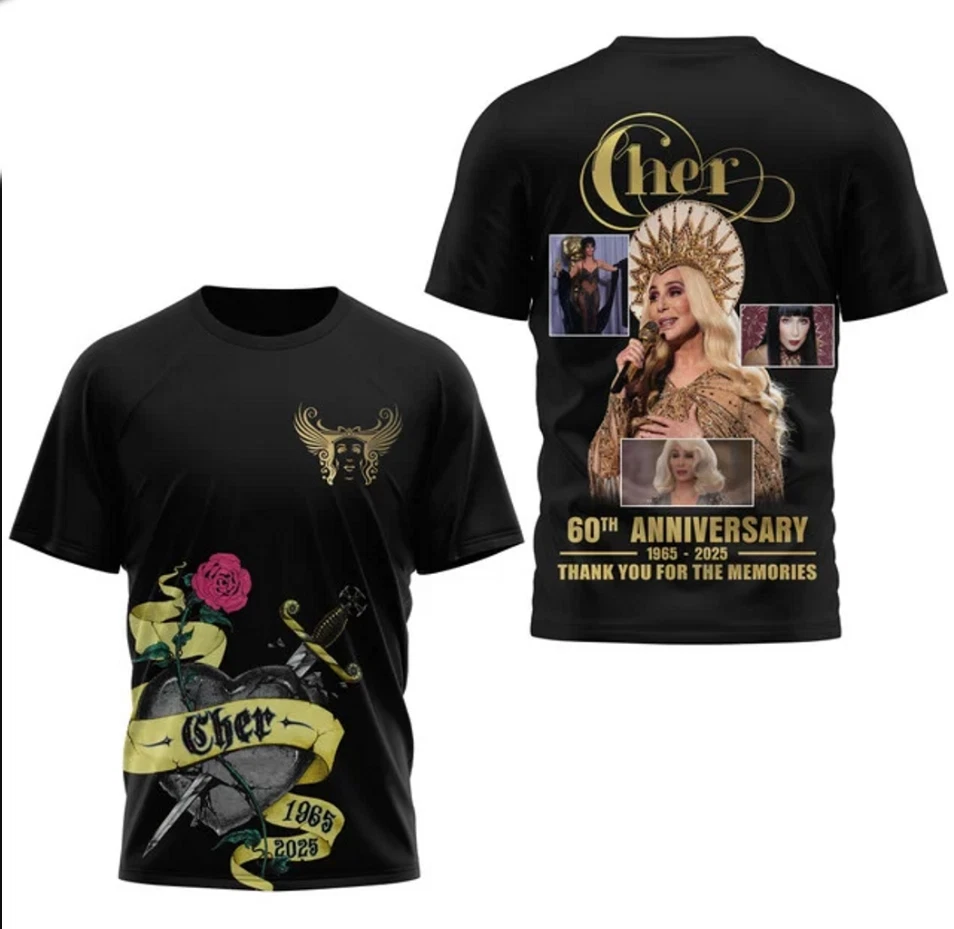 Cher 60Th Anniversary 1965-2025 Thank You For The Memories Aop 3D T-Shirt - Image 2