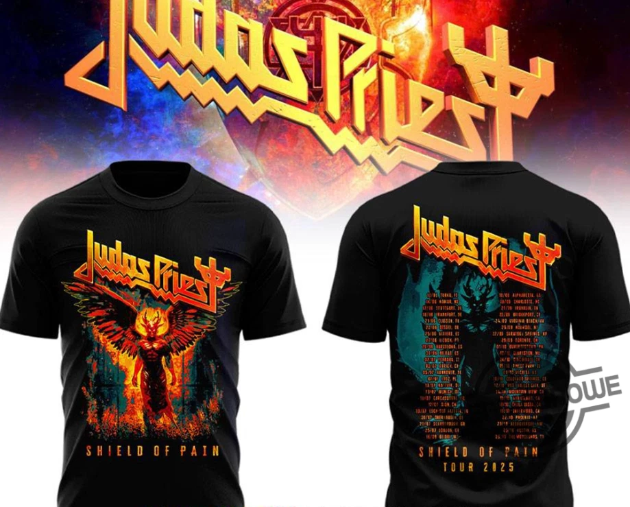 Judas Priest The Shield Of Pain Tour 2025 Aop 3D T-Shirt - Image 2