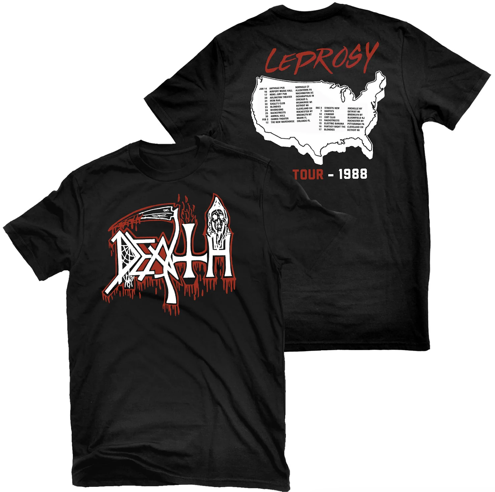Death Leprosy Us Tour 1988 T-Shirt - Image 2