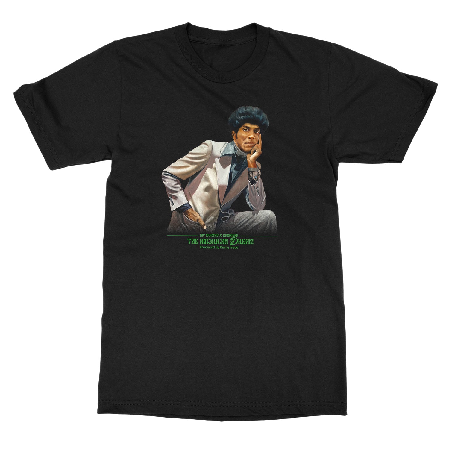 Jay Worthy Kamaiyah & Harry Fraud Jay Worthy Kamaiyah & Harry Fraud The Am3Rican Dream Album Artwork T-Shirt - Image 2