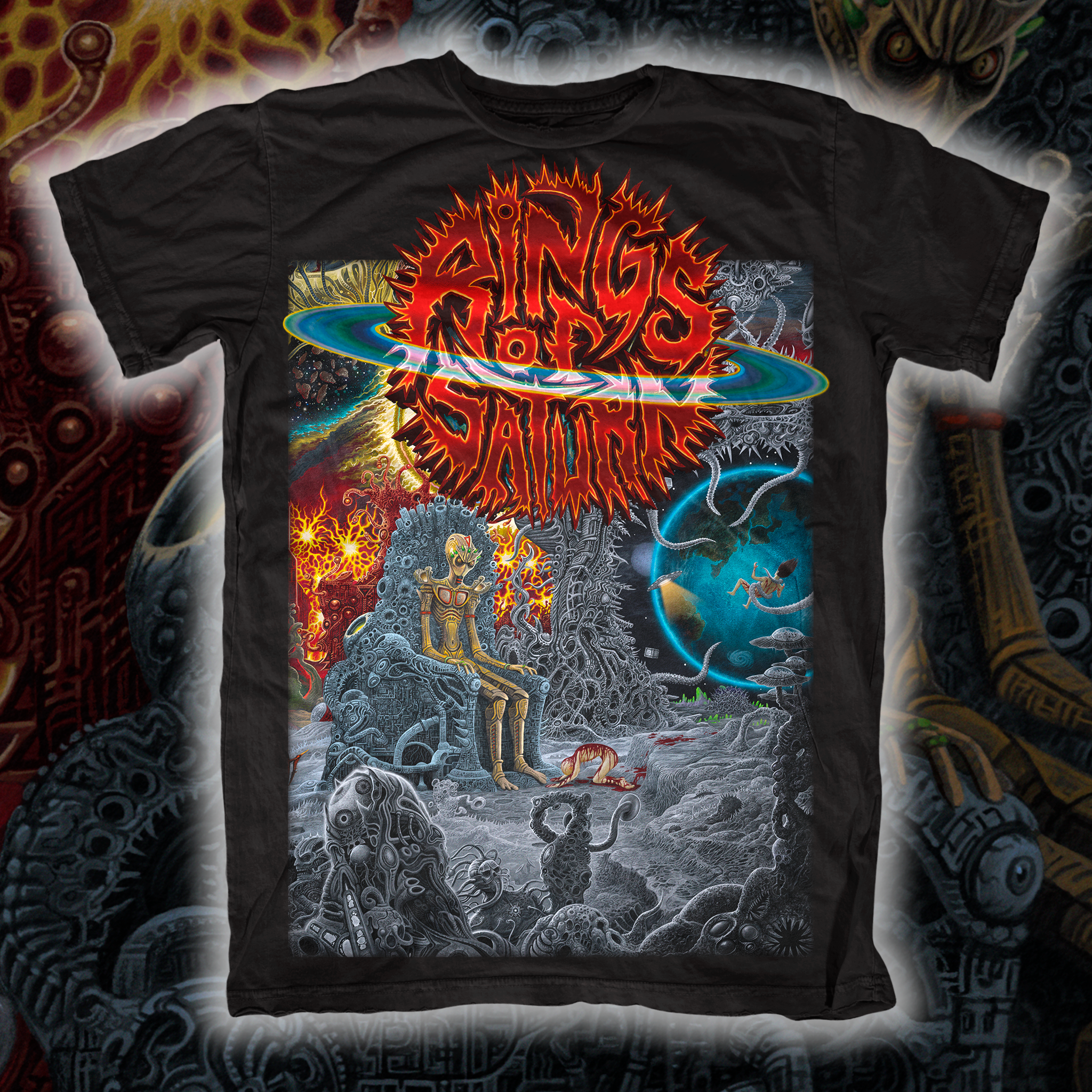 Rings Of Saturn Planetary Warlord T-Shirt - Image 2