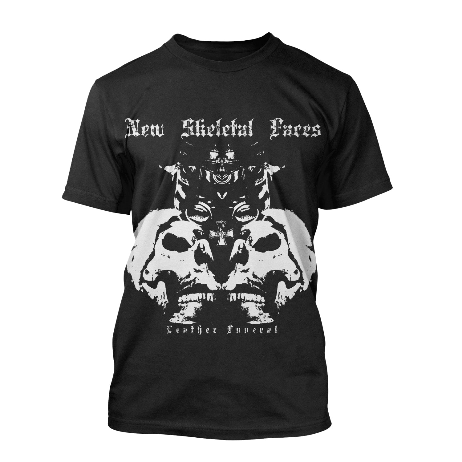 New Skeletal Faces Leather Funeral T-Shirt - Image 2