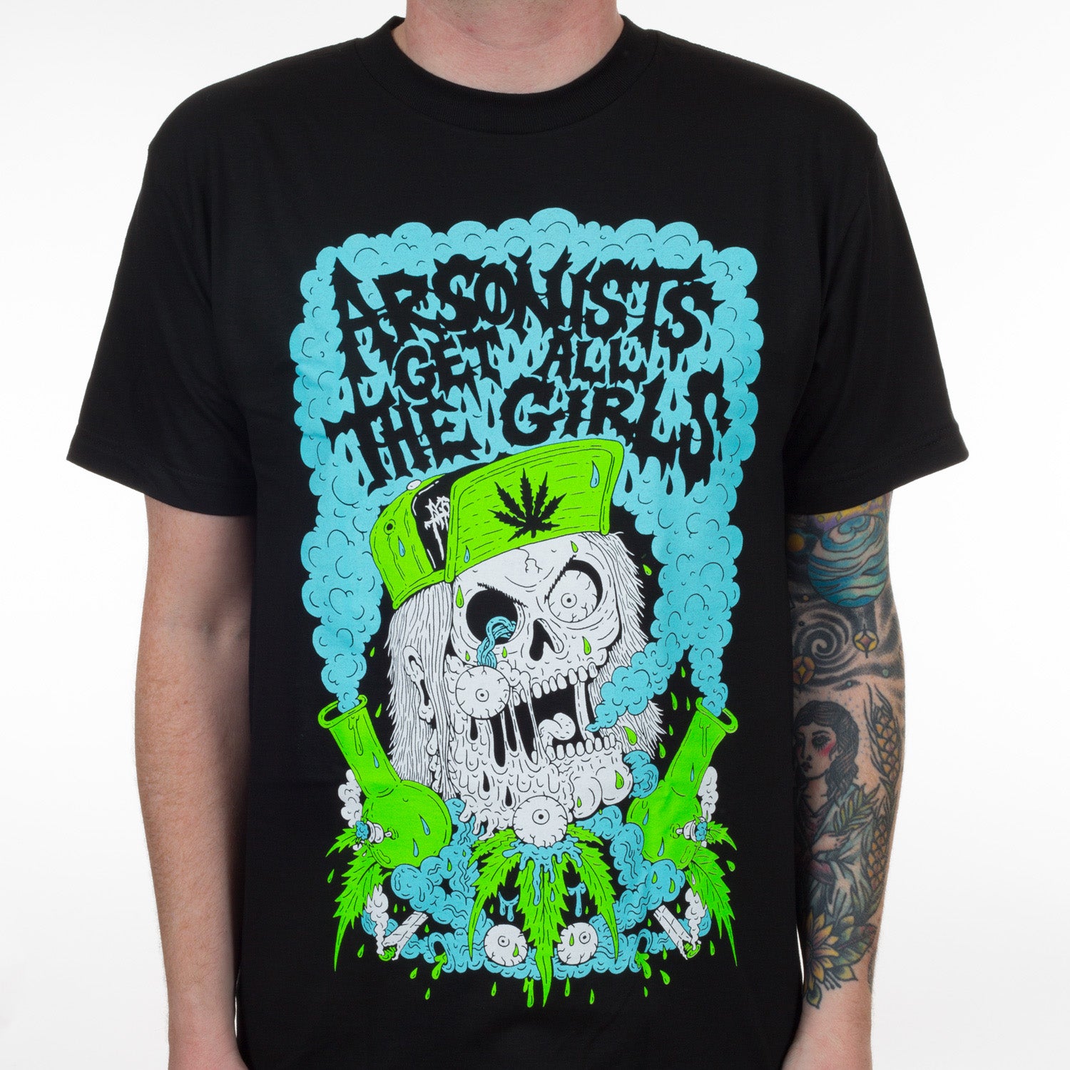 Arsonists Get All The Girls Stoner Skull T-Shirt - Image 2