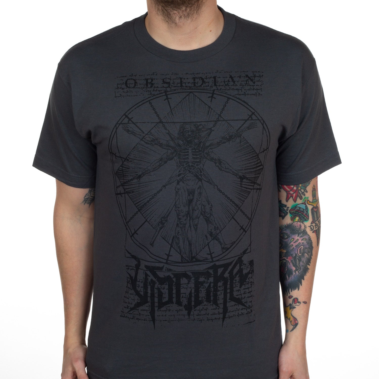 Viscera Flailed Vitruvian Man (Grey) T-Shirt - Image 2