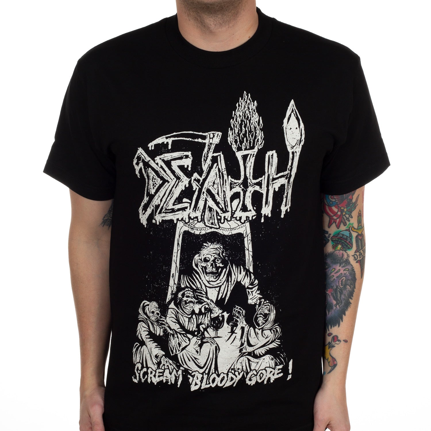 Death Scream Bloody Gore Line Art T-Shirt - Image 2