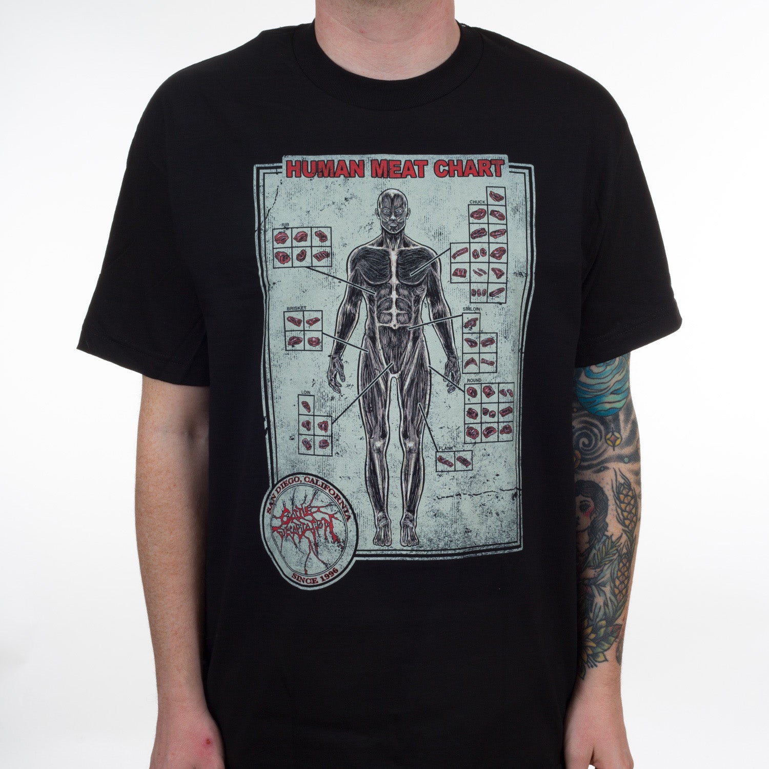 Cattle Decapitation Meat Chart T-Shirt - Image 2