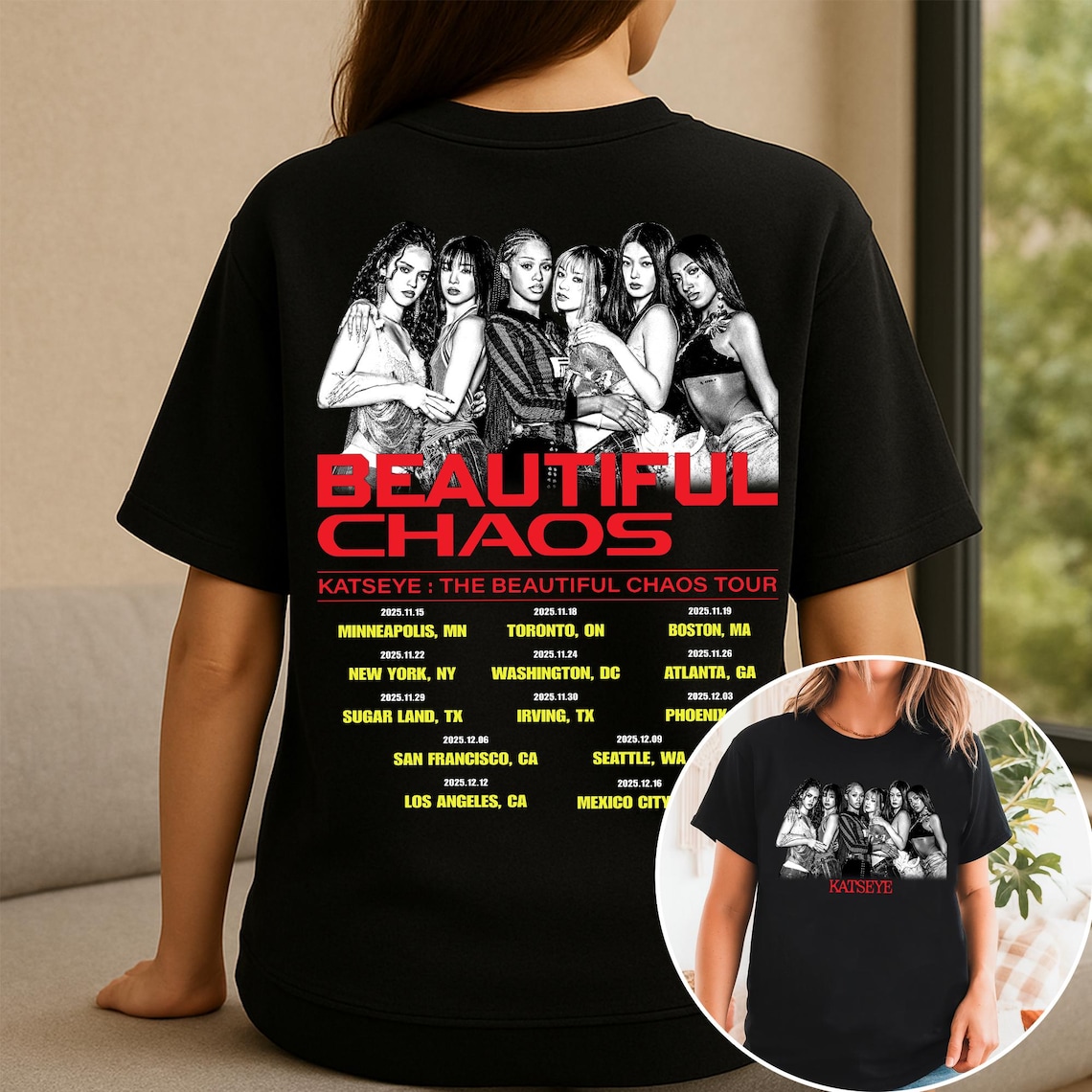 Katseye The Beautiful Chaos Tour 2025 Shirt Black
