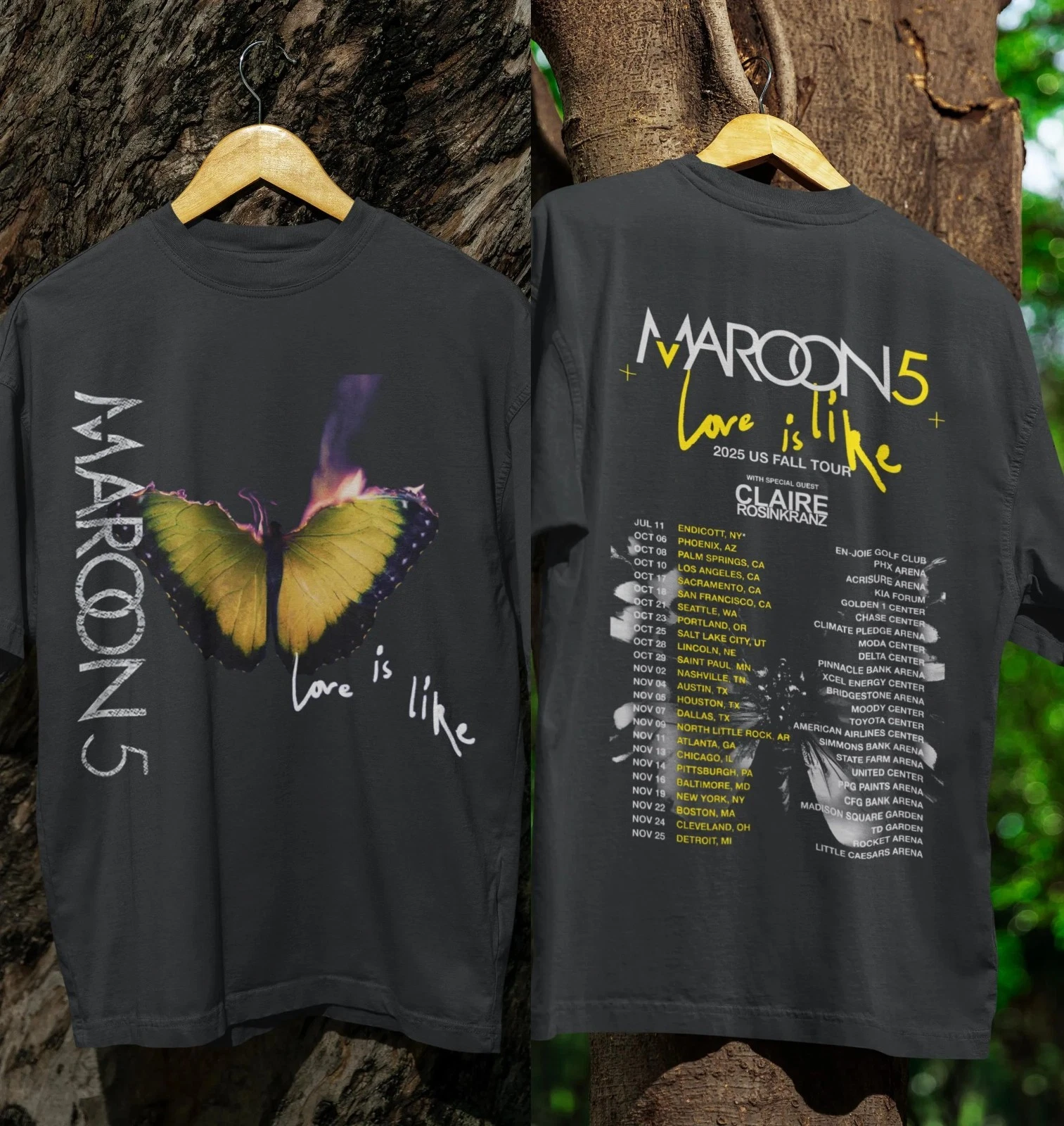 Maroon 5 Love Is Like 2025 Us Fall Tour Cities Dates Two Sided Shirt