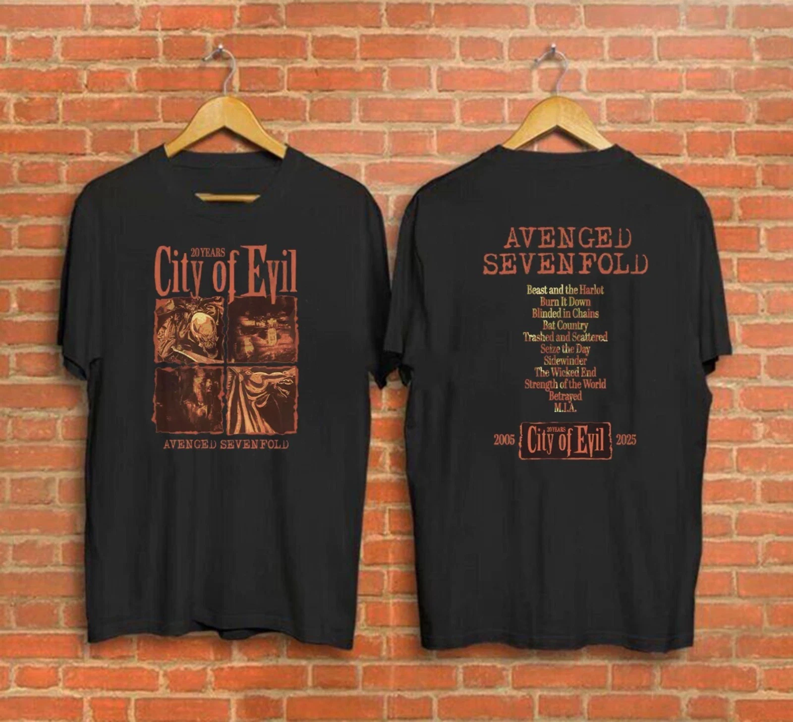 Avenged Sevenfold A7X City Of Evil 20Th Anniversary Two-Sided Shirt
