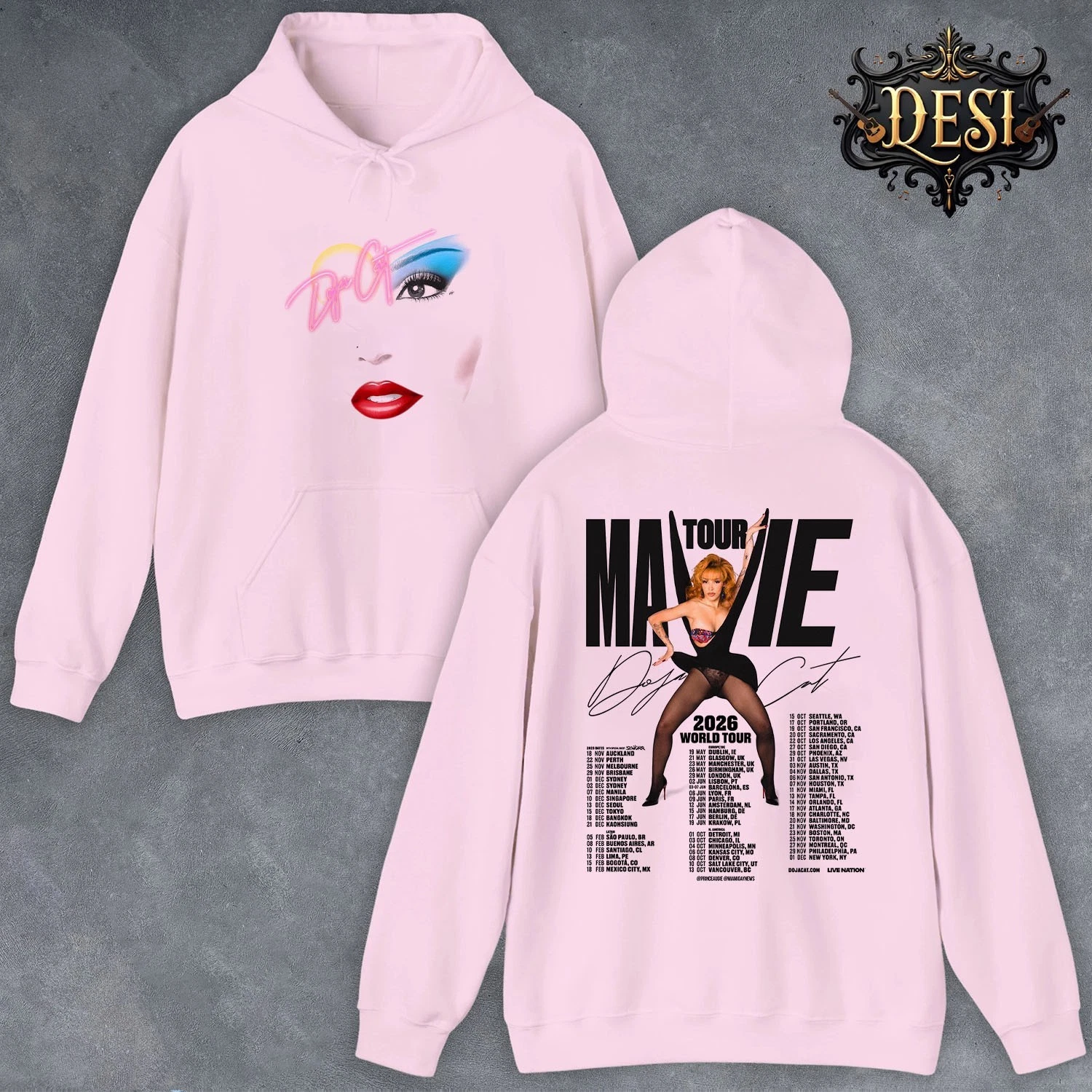 Doja Cat Ma Vie World Tour 2026 Hoodie Pink