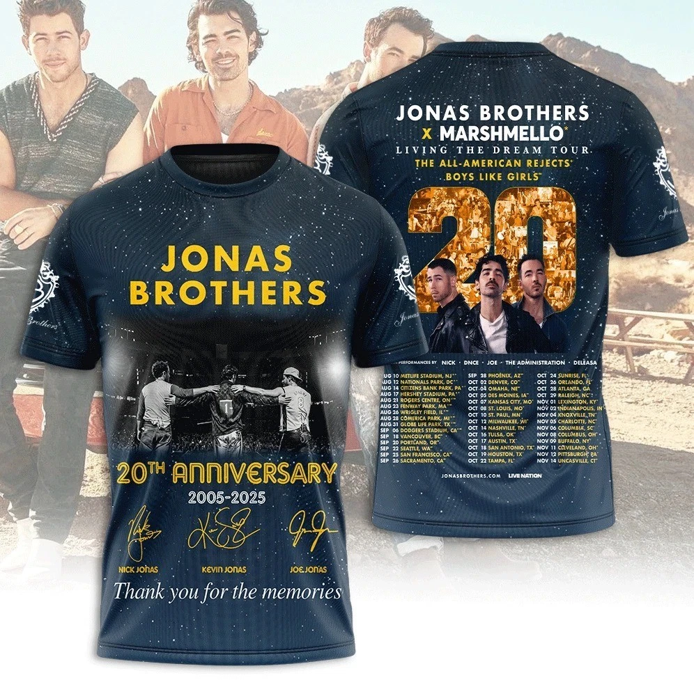 Jonas Brothers Living The Dream Tour 2025 3D Shirt