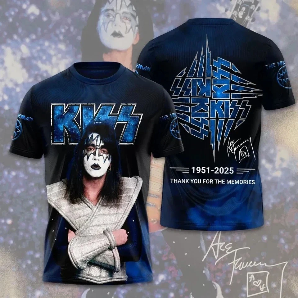 Kiss Band Ace Frehley Signatures 3D Full Size Shirt Unisex