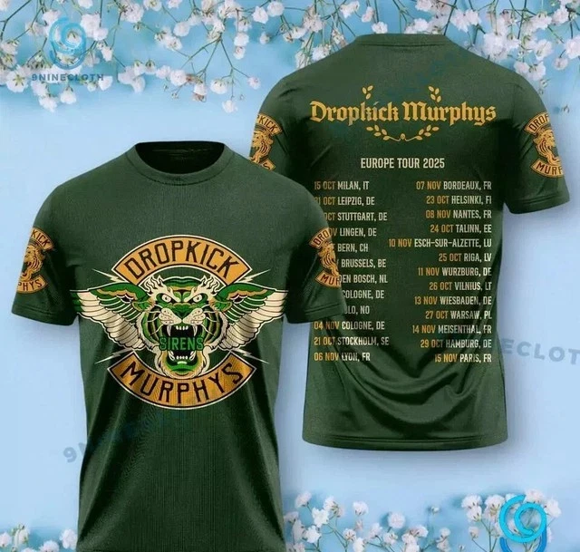 Dropkick Murphys Tiger Sirens Europe Tour 2025 3D Shirt 2025 Tour 3D Shirt