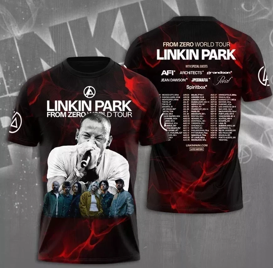 From Zero Word Tour 2025 Shirt Linkin Park 3D Tshirt Fan Gift New