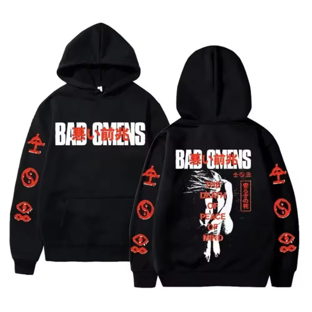 Bad Omens Band Tour American Music Print Hoodie Black