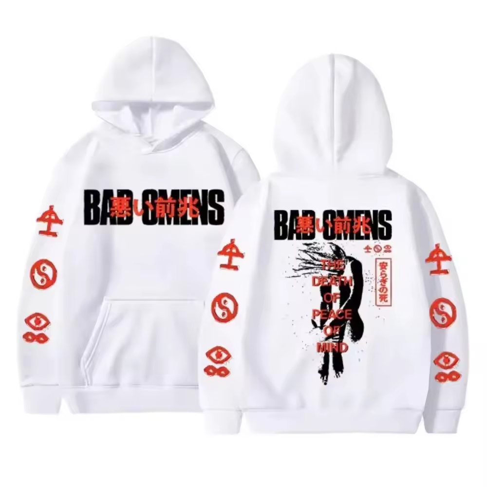 Bad Omens Band Tour American Music Print Hoodie White