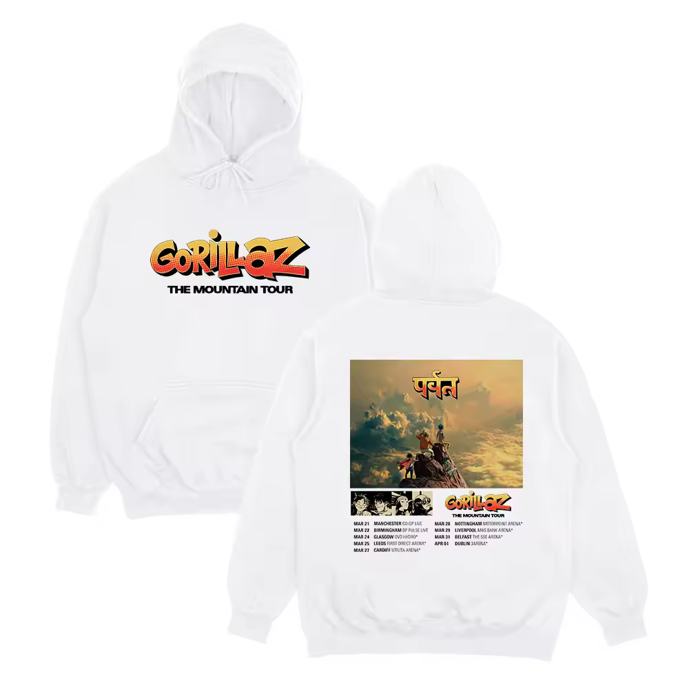 Gorillazs The Mountain Tour 2026 Hoodie White For Men