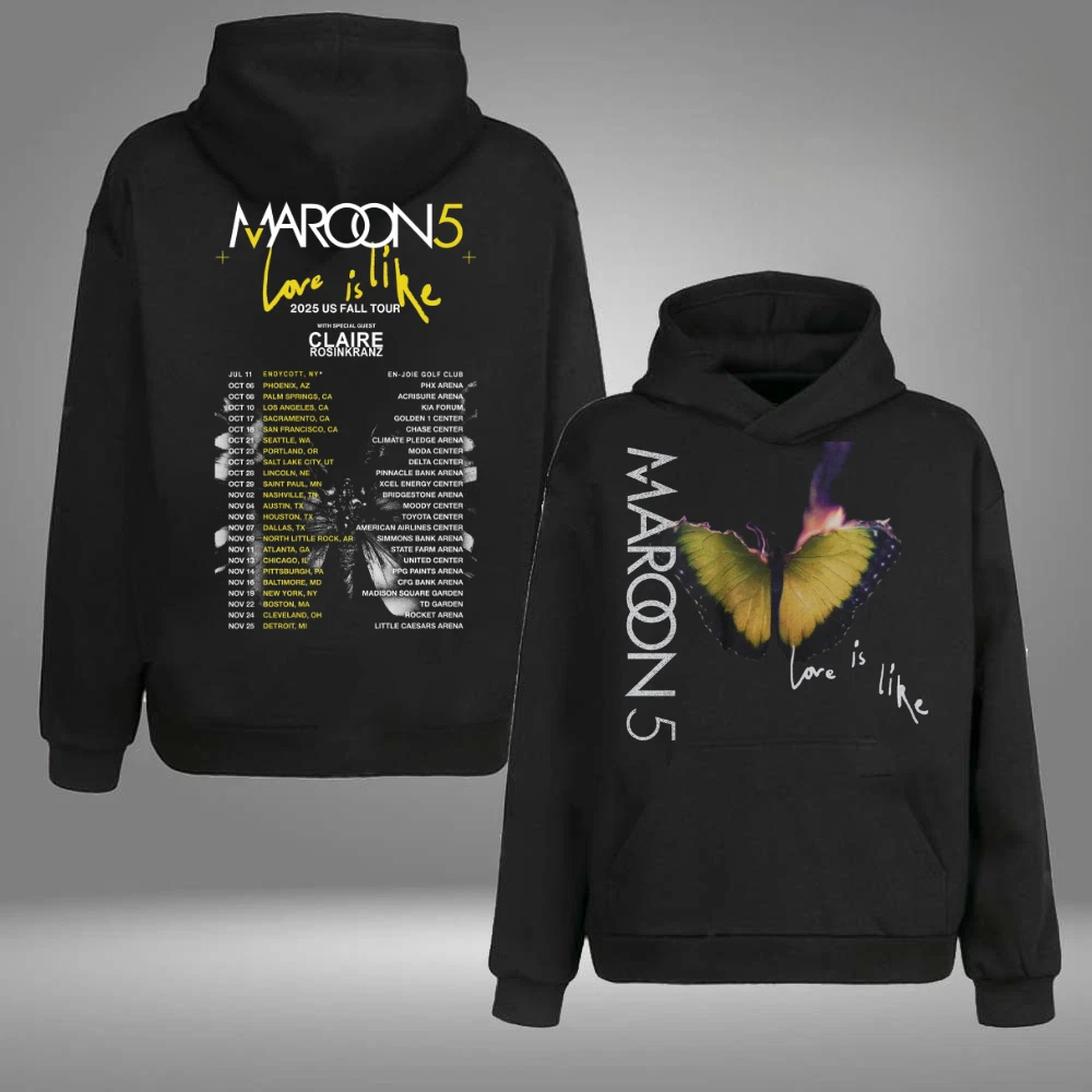 Maroon 5 2025 Us Fall Tour Shirt Butterfly Graphic Unisex Hoodie