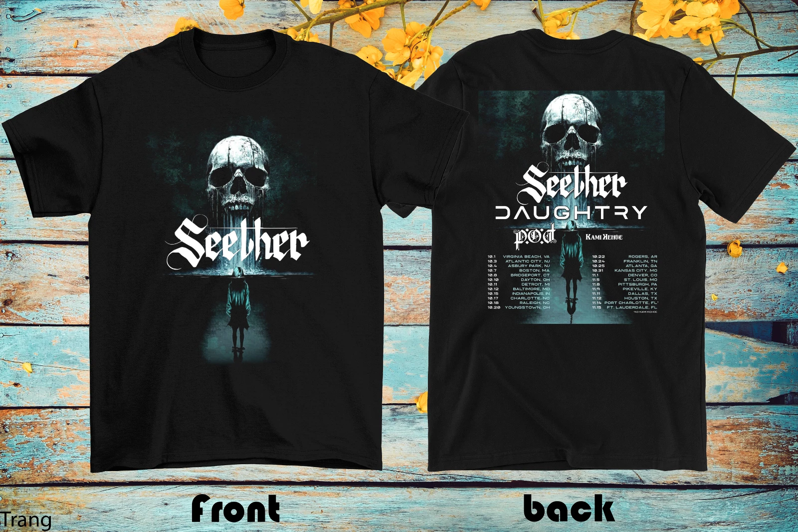 Seether Daughtry Map Out Fall 2025 Tour Shirt Black Unisex S-5Xl