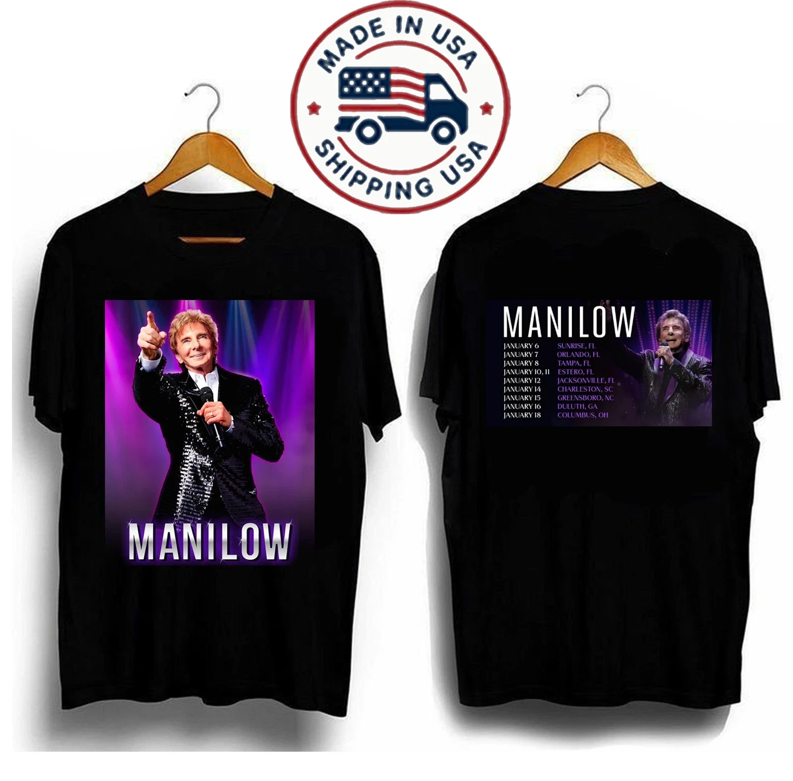Barry Manilow January 2026 Us Tour Shirt